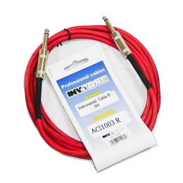 INVOTONE ACI1003/R инструментальный кабель, 6,3 джек моно <-> 6,3 джек моно, длина 3 м (красный) - 1 купить